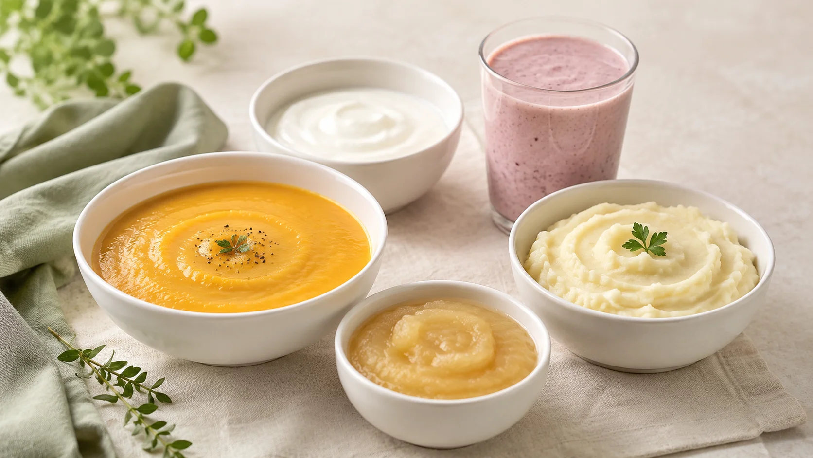İmplant sonrası güvenli yumuşak gıdalar: çorba, yoğurt, püre, smoothie