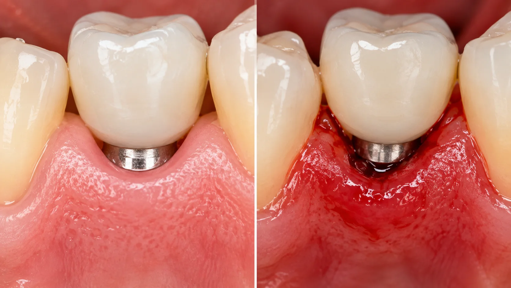 Sağlıklı ve periimplantitisli diş eti karşılaştırması